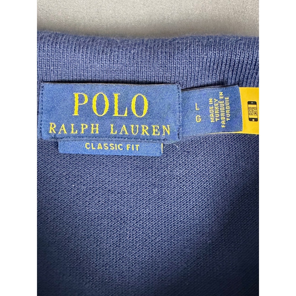 Polo Ralph Lauren Polo Shirt Mens L Blue Cricket Bear Tipped Collar Classic Fit - Picture 5 of 9